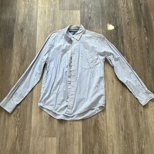 Small Classic Fit Blue Pinstripe Button Down - Tommy Hilfiger